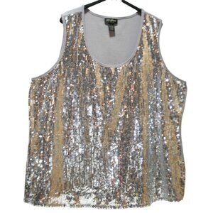 Lane Bryant Plus Size 22/24W Silver Sequin Tank Top Metallic Sparkle Party Glam